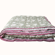 Sage Green Block Print Cotton Quilt