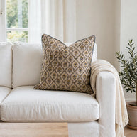 Suffolk Trellis Block Print Linen Cushion Cover