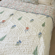 Cream Base Block Print Cotton Quilt