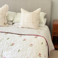 Iris Garden Block Print Cotton Quilt