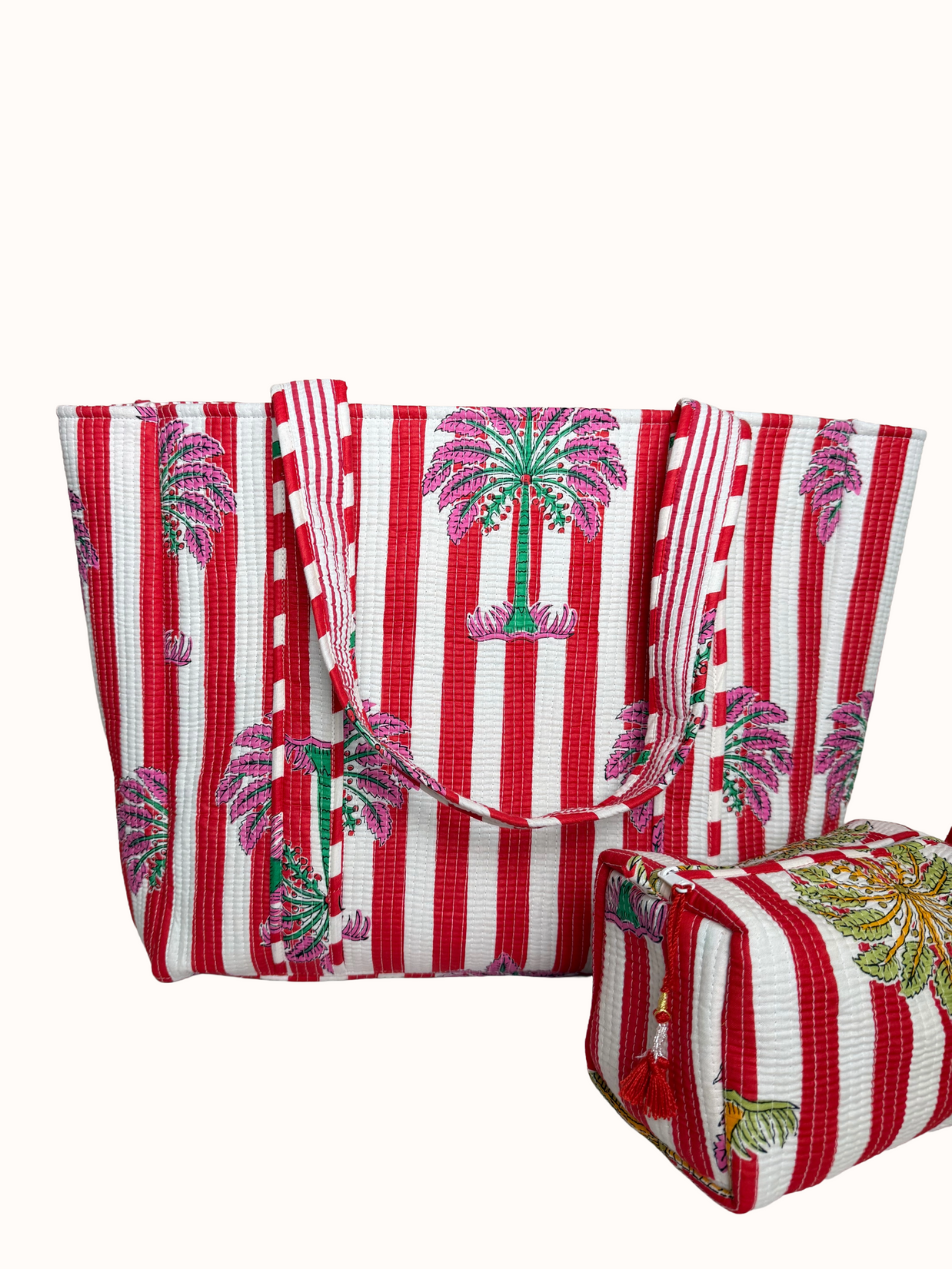 Palm Print Reversible Bag Set