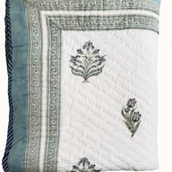 Dusky Blue Block Print Cotton Quilt