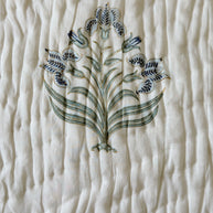 Dusky Blue Block Print Cotton Quilt
