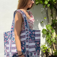 Blue Patchwork Reversible Bag