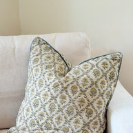 Suffolk Trellis Block Print Linen Cushion Cover