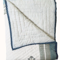 Dusky Blue Block Print Cotton Quilt
