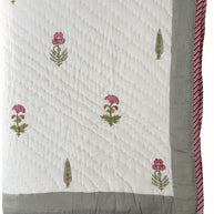Iris Garden Block Print Cotton Quilt