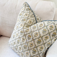 Suffolk Trellis Block Print Linen Cushion Cover