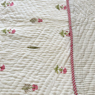 Iris Garden Block Print Cotton Quilt