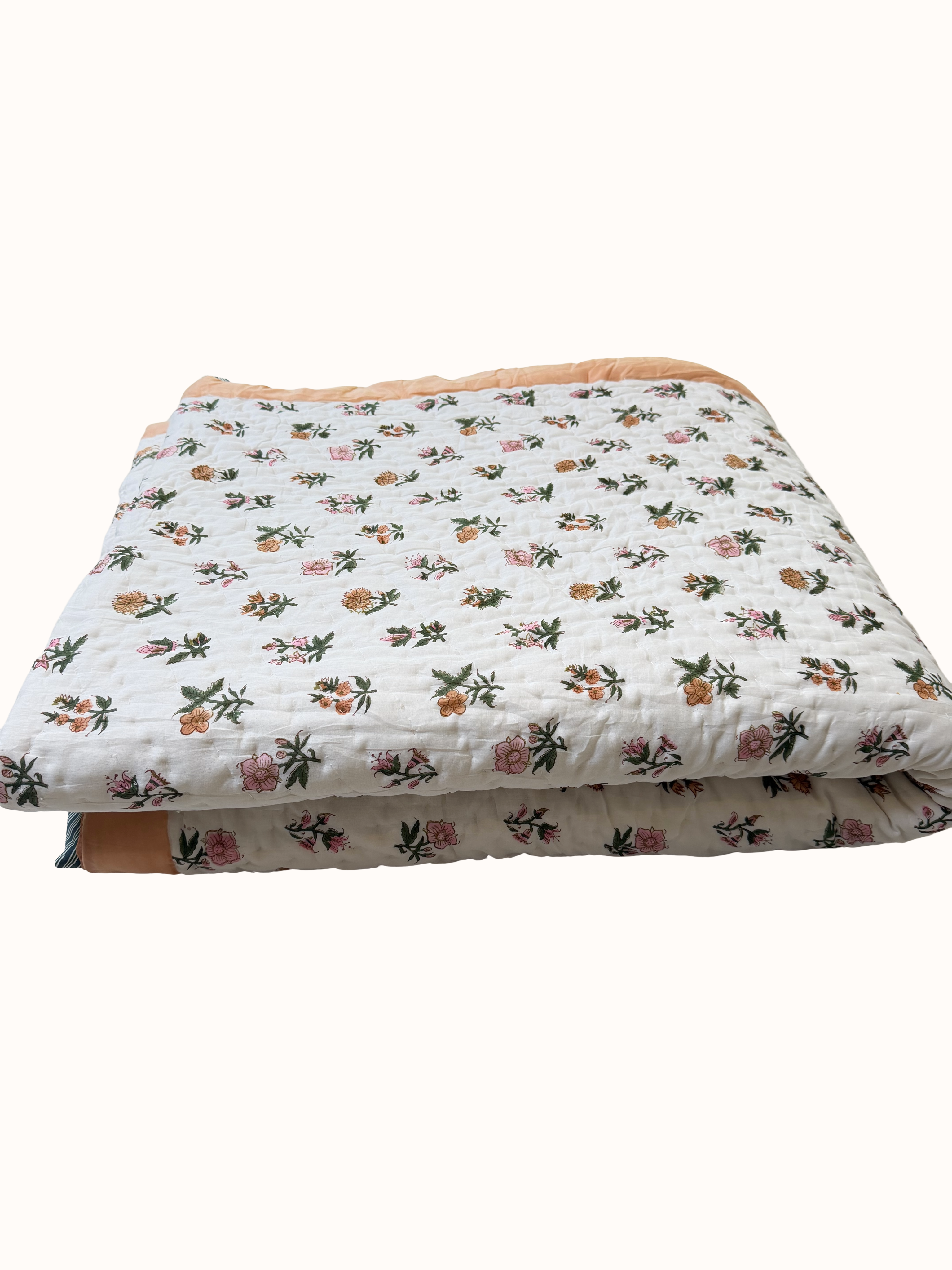 Summer Garden Block Print Cotton Quilt