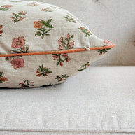 Meadow Bloom Block Print Linen Cushion Cover