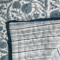Slat Blue Block Print Cotton Quilt
