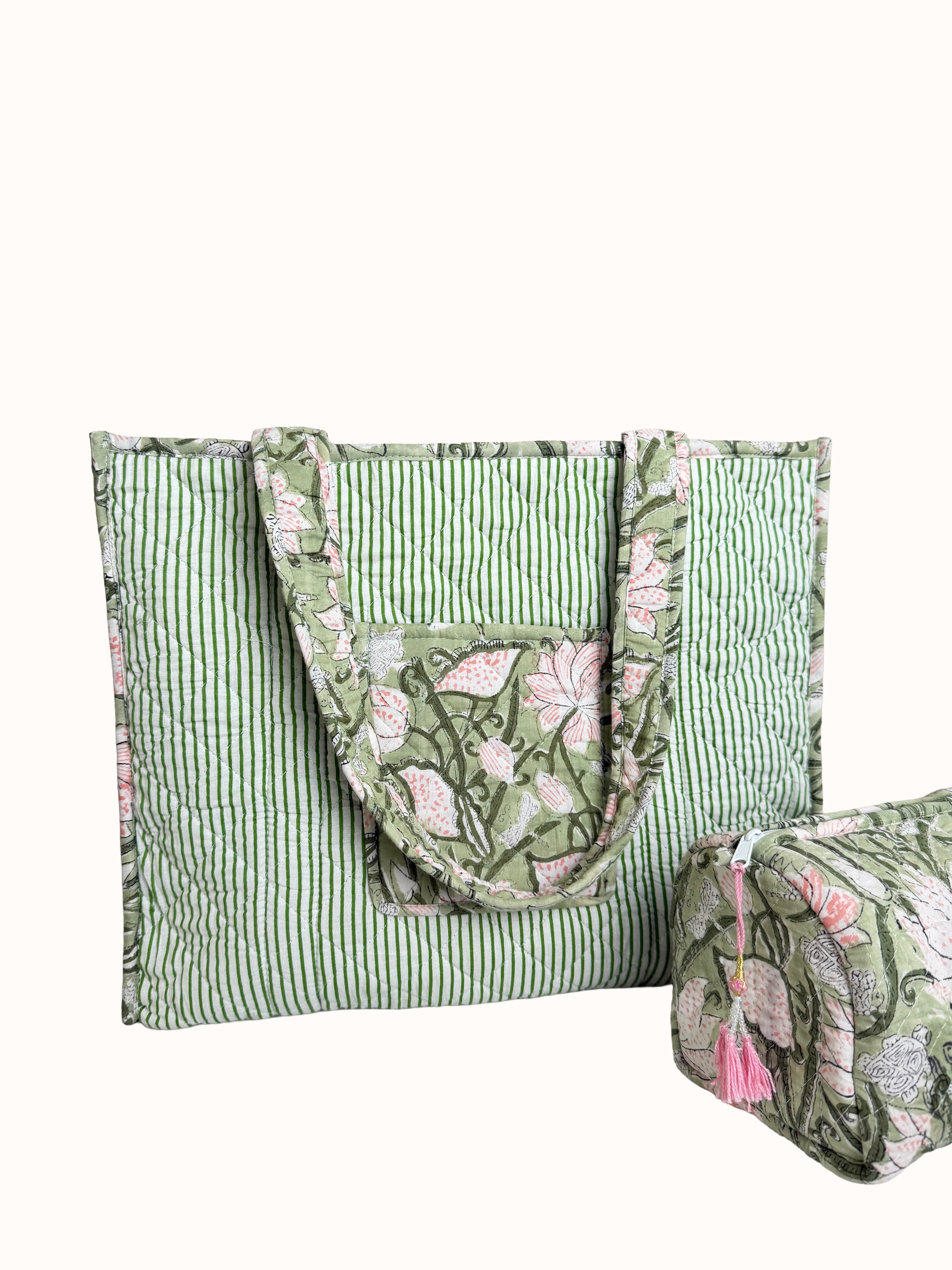 Sage Green Reversible Bag Set