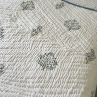 Dusky Blue Block Print Cotton Quilt
