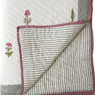 Iris Garden Block Print Cotton Quilt