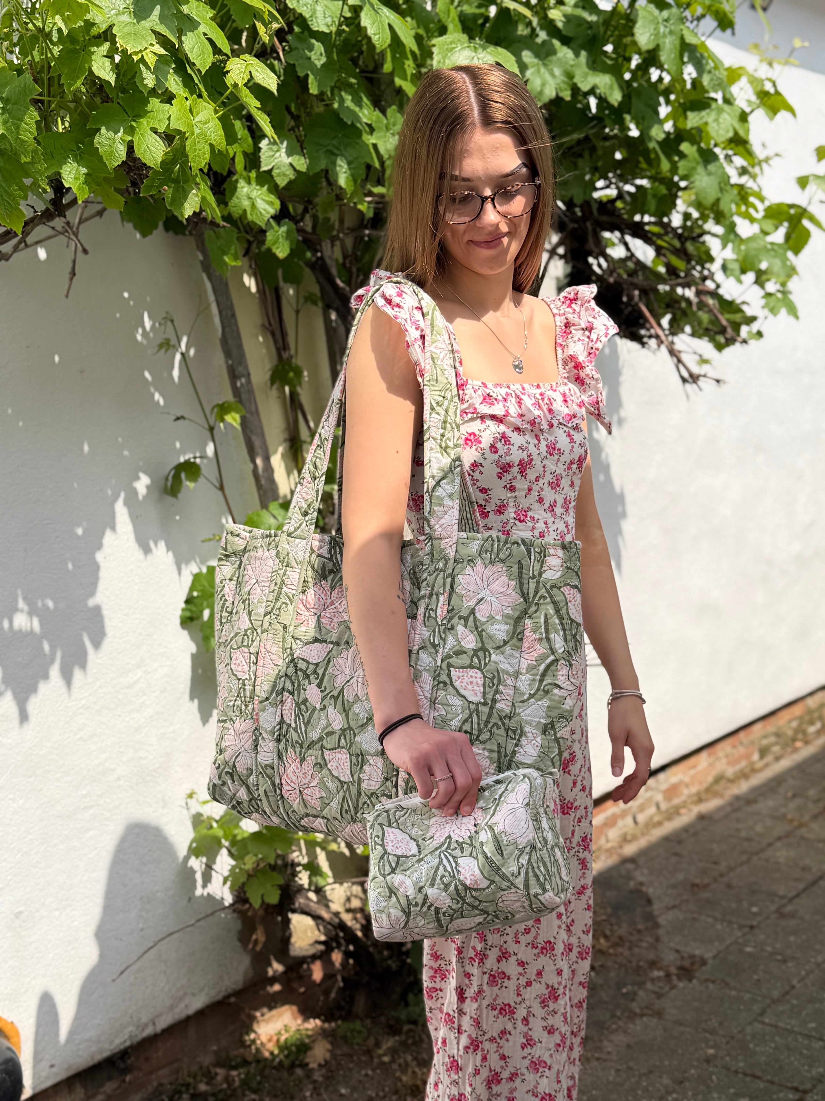 Sage Green Reversible Bag Set