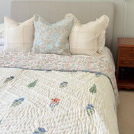 Cream Base Block Print Cotton Quilt