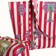 Palm Print Reversible Bag Set
