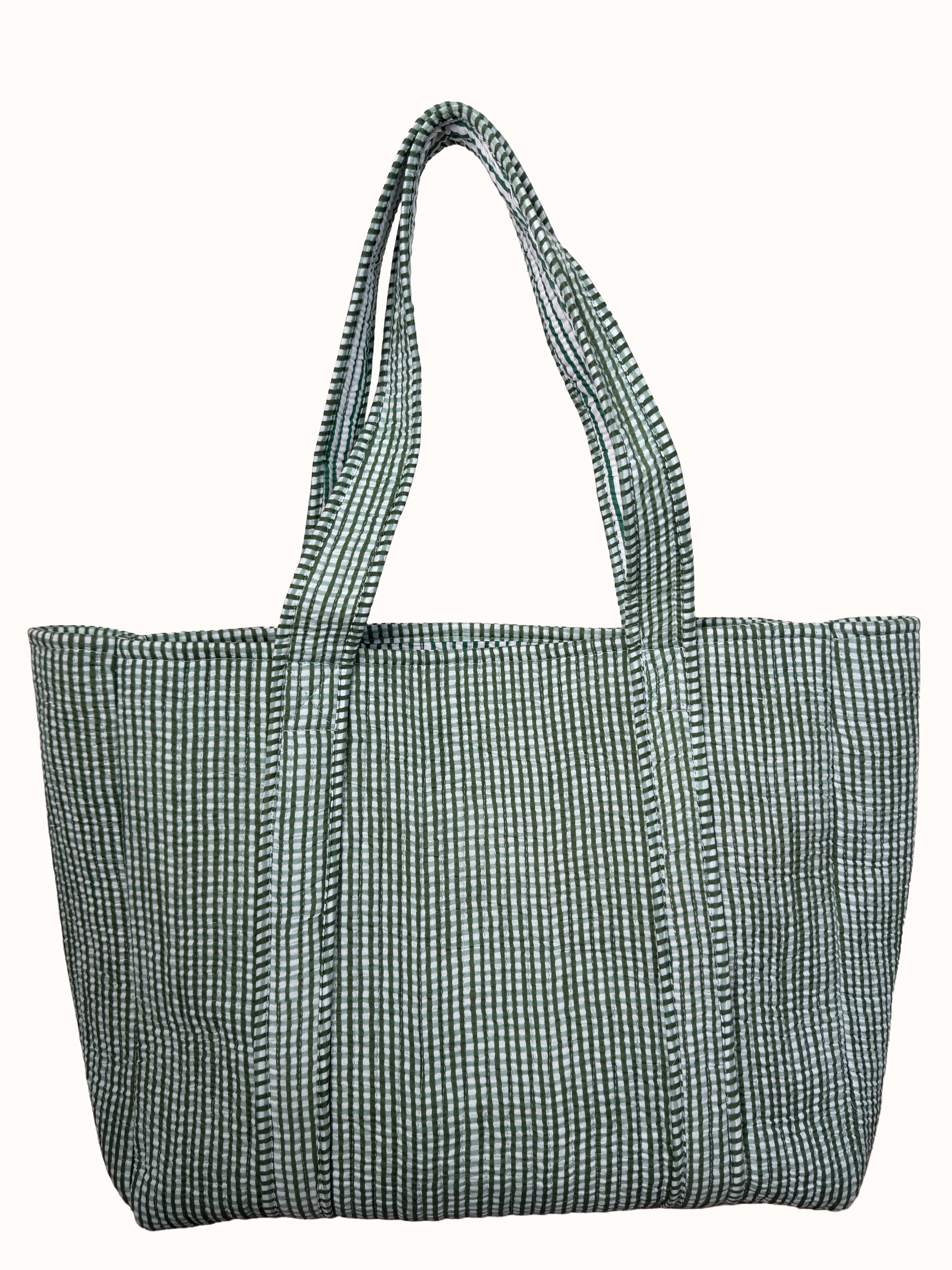 Moss Green Gingham Reversible Bag Set