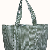 Moss Green Gingham Reversible Bag Set