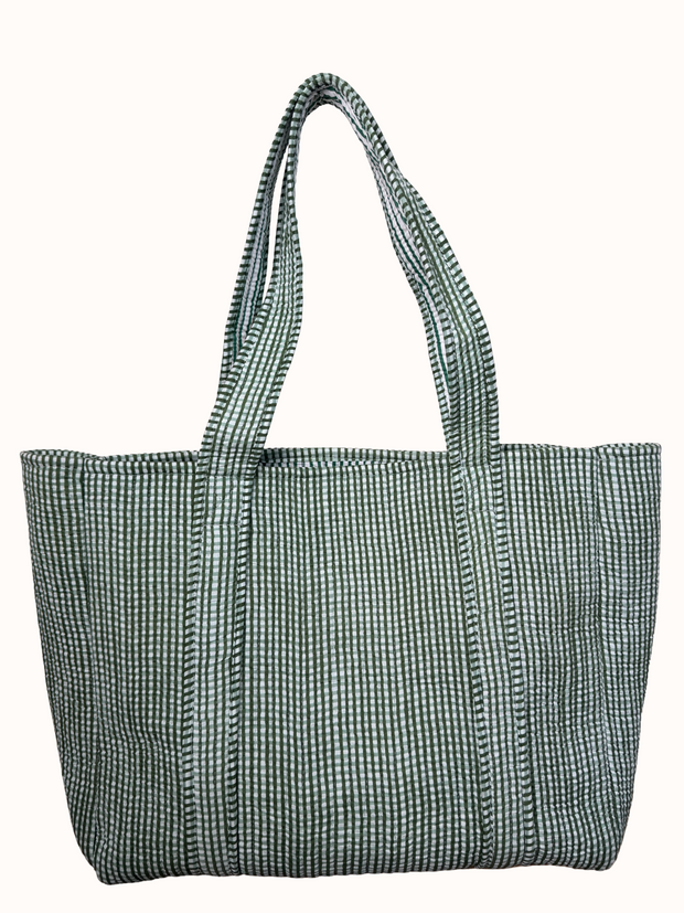 Moss Green Gingham Reversible Bag Set