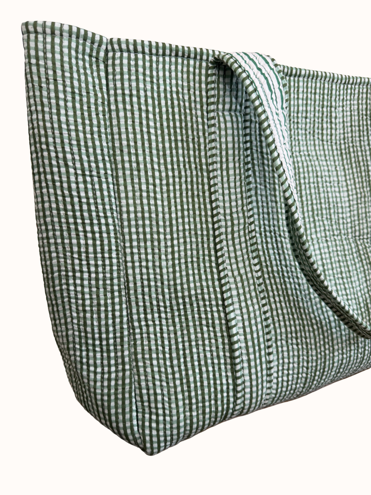 Moss Green Gingham Reversible Bag Set