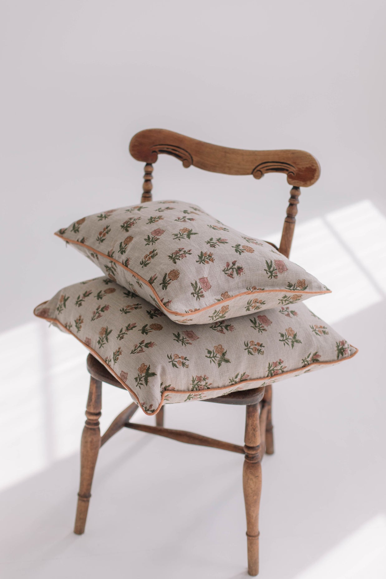 Meadow Bloom Block Print Linen Cushion Cover