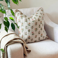 Meadow Bloom Block Print Linen Cushion Cover