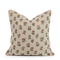 Meadow Bloom Block Print Linen Cushion Cover