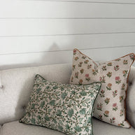 Sage Green Botanical Block Print Cushion Cover - Lumber